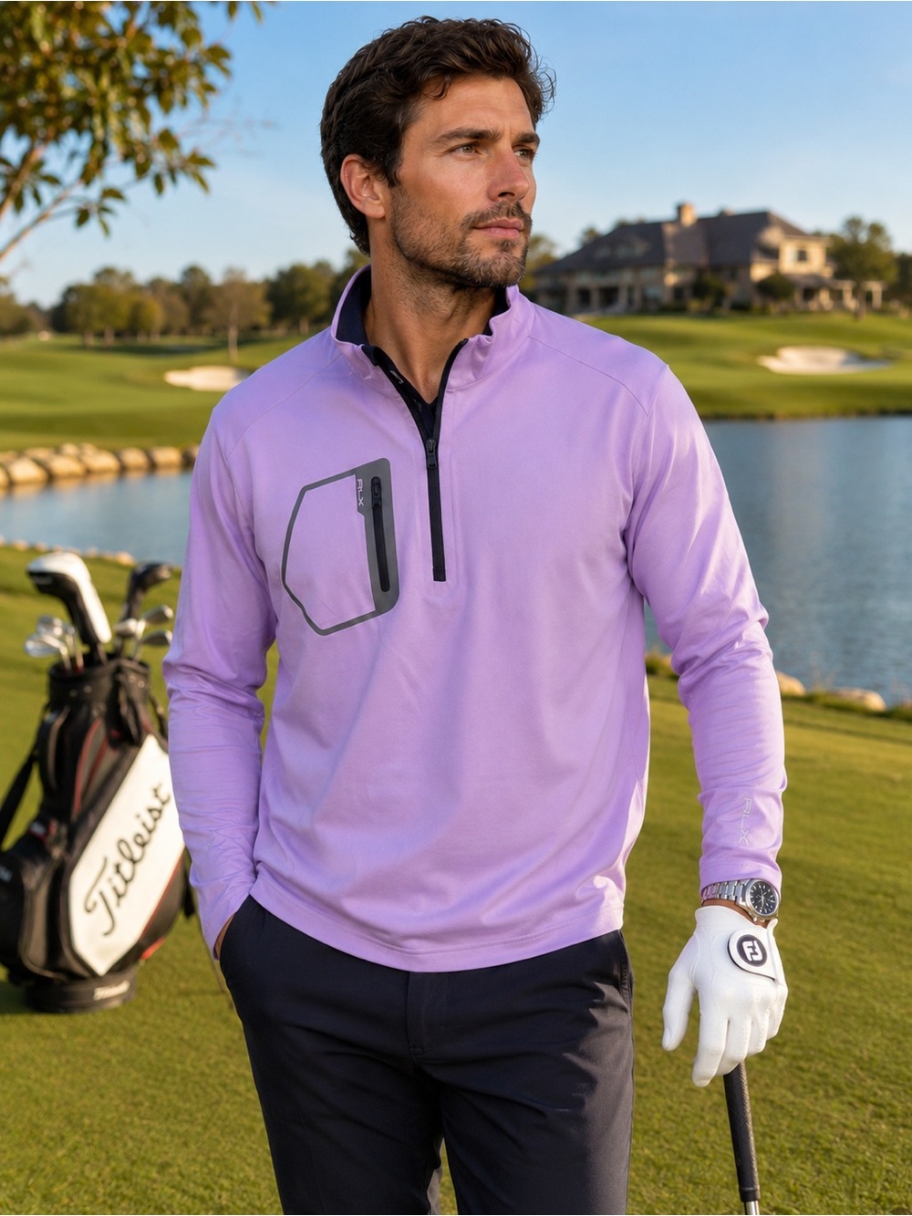 RLX Ralph Lauren Golf Quarter Zip Pullover Purple Men’s XL NWT $148